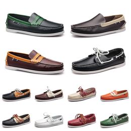 Hommes Casual Chaussures Mocassins En Cuir Sneakers en plein air Fond Petit coupe Coupe classique Triple Noir Rouge Gr