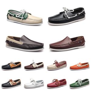 Mannen Casual Schoenen Loafers Leer Openlucht Sneakers Bodem Low Cut Classic Multicolor Triple Black Gray GR