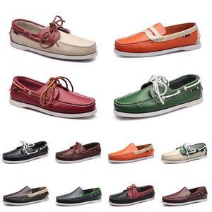 mannen casual schoenen loafers lederen sneakers bodem low cut classic triple zwart grijs gr