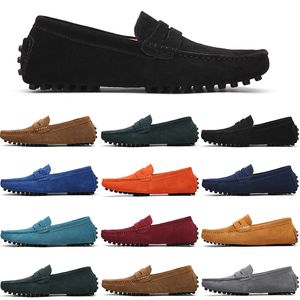 Chaussures décontractées pour hommes Chaussures en cuir suédé paresseux à enfiler pour hommes Grande taille 38-47 Bleu marine foncé