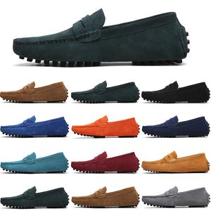 Chaussures décontractées pour hommes Slip on Mens Lazy Suede en cuir chaussure grande taille 38-47 Ocean Blue 49 S 854