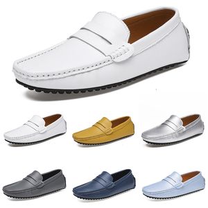 Hombres zapatos casuales de color sólido negro blanco plateado transpirable tope