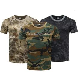 Hommes Casual Manches Courtes Tactique Militaire T-shirts Camouflage T-Shirt À Séchage Rapide En Plein Air Gym Top T-shirts Cargo T-shirt Mâle Vêtements 240321