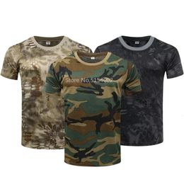 Hommes décontractés à manches courtes tactiques T-shirts T-shirt camouflage T-shirt rapide Dry Outdoor Top Tees Cargo T-shirt Vêtements masculins 240412