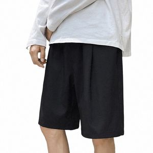 Mannen Casual Shorts Zacht Trekkoord Mannelijke Zomer Ademend Hardlopen Knielange Broek Oversize Solid Baggy Pocket-Broek Hombre t2nm #