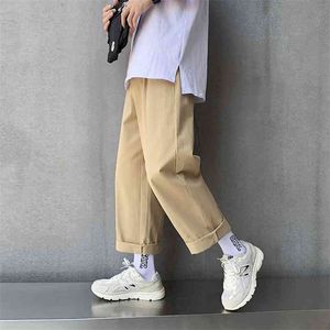 Mannen Casual Straight Broek Japanse Losse S Solid Katoen Mannelijke Streetwear Broek 210715
