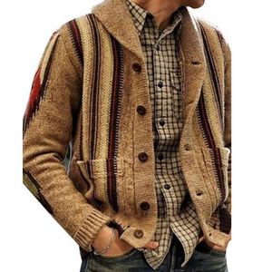 Hommes décontracté hauts col châle pull Cardigan à manches longues fermeture éclair tricoté manteau tricots mode Jacquard manteaux mâle automne nouveau 939