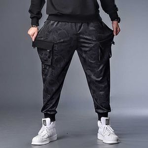 Pantalon décontracté pour hommes, pantalon long et ample, augmentation XL-7XL, pantalon pour gars gras, couleur unie, camouflage gris noir, livraison directe X0621