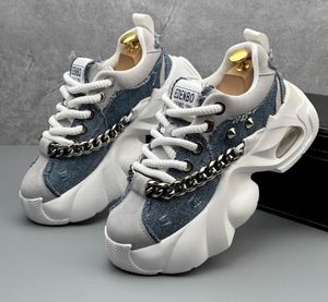 Men Chains Designer Rivets Platform schoenen Casual Business Wedding Shoes Fashion Men Sneakers Spring Flat Heel Lace-Up OU 9893