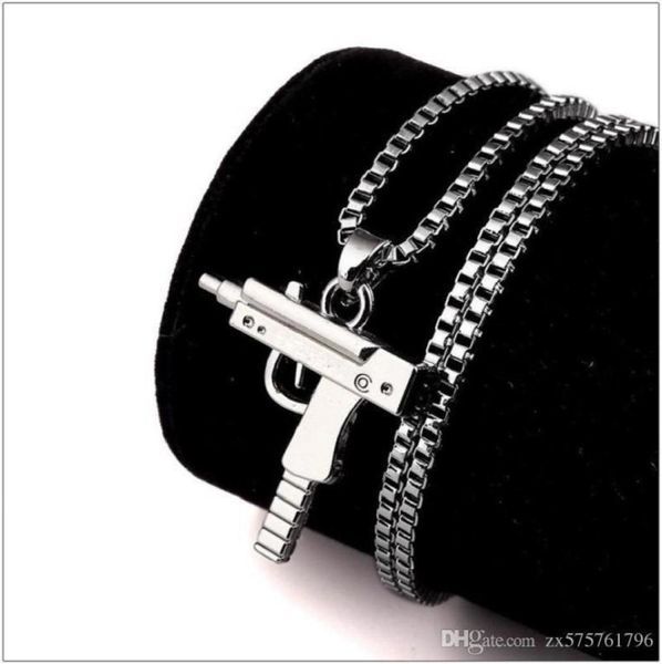 Chaîne de charme Collier Hip Hop Jewelry Pistol Pistole Gold Silver REPLOP FOLM Punk Fashion Ferming Pieces Colliers masculins8437393