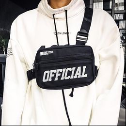 Men Chest Bag Small Tactical Rig Hip Hop Vest Outdoor Streetwear voor taille Pack Kanye217i
