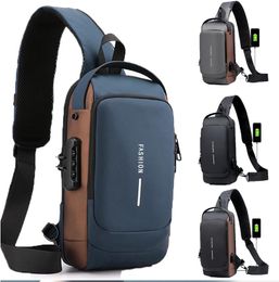 Herenborsttas Dames Anti-diefstal multifunctionele USB-oplaadschoudertassen met schouderriem Oxford Sling Pack