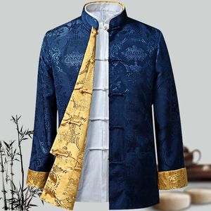 Mannen Chinese Draak Shirt Kung Fu Jassen China Jaar Tang Pak Traditionele Chinese Kleding Voor Mannen Jassen Hanfu Mannen kleding 240229