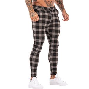 Mannen Chinos Broeken Skinny Super Stretch Chino Broek Slim Fit Heren Casual Pant Plaid Elastische Taille London Mode ZM398