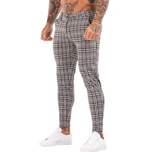 Mannen Chinos Broek Skinny Super Stretch Chino Broek Slim Fit Mens Casual Pant Plaid Elastische Taille London Mode ZM3101