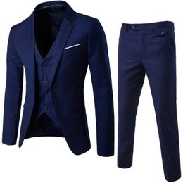 Mannen Klassieke 3 Delige Set Pak Bruiloft Pakken Voor Slanke Jas Broek Vest Tuxedo Single Breasted Plus Szie S4xl 240227