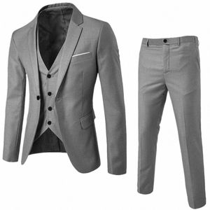 Mannen Klassieke 3 Delige Set Pak Bruiloft Pakken Voor Mannen Slanke Jasje Broek Vest Pak Mannen Tuxedo Single Breasted kostuum Homme J2YM #
