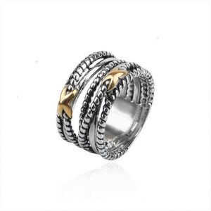 Men Classic Cross Ring Vintage Women Fashion Rings voor gevlochten Designer Copper Twisted Wire Jewelry X Engagement Anniversary Gift 252G