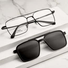 Hommes Clip polarisé classique sur lunettes de soleil Pilot des verres en alliage à double poutre Cadre optique rétro Sunshades Eyewear 240418