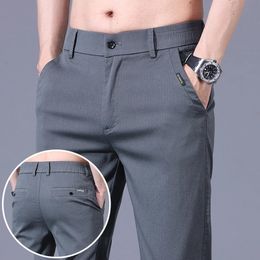 Men Classic Style Fashion Business Slim Fit rechte katoenen vaste kleurenmerk broek Summer Coolness Ventilate Casual Pants 240412