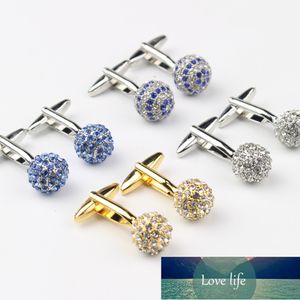 Mannen Klassieke Gem Brass Manchetknopen Clear Imitated Crystal Golden Manchet Knoppen Sieraden Geschenken Manchetknoop Fabriek Prijs Expert Design Quality Nieuwste stijl origineel