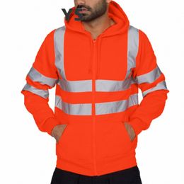 Vêtements pour hommes Fi Lg manches hommes veste de travail sur route hommes bande réfléchissante sweats à capuche haute visibilité vêtements de sport à capuche Sudaderas E8ly #