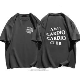 Men Cloth Sall Tall Sall Tally Cardio Club T Shirt Gym Life Letter Tshirt Cotton Forshirt For Women Brezized Male Summer 240419