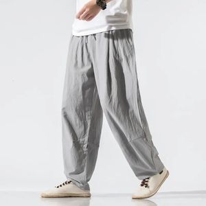 Vêtements hommes Summer Japonais Streetwear décontracté HARAjuku Cotton Linn Pantalon baggy masculin Solid Surdimension Bloors Pantalons M5XL 240326