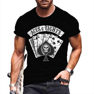 Men kleding mode casual tops t-shirt heren sport crew nek jeugdbrief schedel print zwarte heren blouses lente en herfst