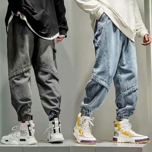 Hommes vêtements épissé Denim Cargo pantalon Baggy jean Streetwear hommes Hip Hop Joggers Vintage lavage pantalon grande taille 5XL Y2k