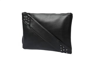 Mannen Clutch Bag Flat Pouch Dames Flap Handtassen Portemonnee Lederen Reliëf brief Handtassen Hardware Druk op Stud Portefeuilles