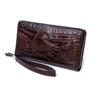 Hommes pochettes crocodile graal en cuir fermeture éclair simple billets de banque cartes sacs à main parfaits sacs décontractés