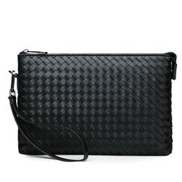 Mannen Clutch Bags Lederen Plaid Ontwerp Koppelingen Tas Voor Man Casual Pack Portefeuille Met Handriem Waterdichte Pouch Pouch Popular Small Bag