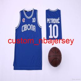 Mannen College 10 Drazen Petrovic Jersey Basketbal Cibona Zagreb Jerseys Team Blue Ademend voor sportfans Topkwaliteit te koop