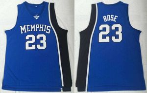 Men College 23 Basketball Derrick Rose Jerseys Blue University Tigers Uniform Sport
