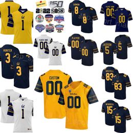 Hommes College California Golden Bears Football 9 Taj Davis Maillots 53 Kaleb Elarms-Orr 8 Jackson Sirmon 9 Patrick McMorris Trond Grizzell Ashton Stredick University