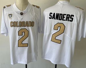 Hombres universitarios Colorado Buffaloes camiseta blanco negro 2 Shedeur Sanders fútbol americano ropa universitaria tamaño adulto camisetas cosidas orden de mezcla