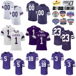 Hommes College Football Kansas State Wildcats Jersey Université 3 RJ Garcia II 18 Will Howard 9 Treshaun Ward 5 Avery Johnson 31 DJ Giddens 21 Marques Sigle Uniforme