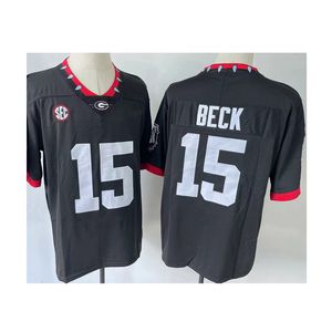 Hommes collège Géorgie maillot noir rouge ncaa Carson Beck 15 vêtements de football américain université taille adulte maillots cousus