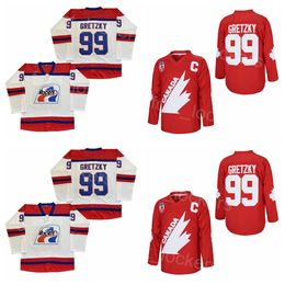 Film Hockey 99 Wayne Gretzky Jersey Film Indianapolis Racers College Team Rood Wit Vintage All Stitched Sport University Ademende trui HipHop Retire