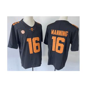 Hommes College Tennessee Volunteers Jersey blanc orange noir 16 Peyton Manning taille adulte football américain porter des maillots cousus ordre de mélange