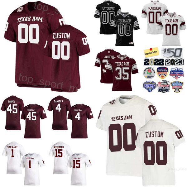 Hombres Universidad Texas AM Aggies Fútbol 15 Conner Weigman Jerseys Universidad 4 Amari Daniels 1 Evan Stewart 3 Noah Thomas 8 LeVeon Moss 45 Edgerrin Cooper ProSphere