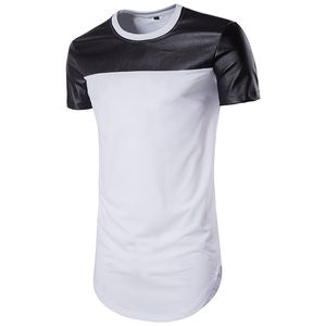 Hommes Color Block Casual T-shirts Tee Designers TShirt À Manches Courtes Col Rond Styliste Tees Hommes Blanc Noir Streetwear Hommes En Cuir Patchwork Vintage Tops B106