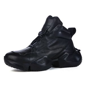 Bottines noires et blanches pour hommes, baskets décontractées, chaussures en cuir souple, P25D50