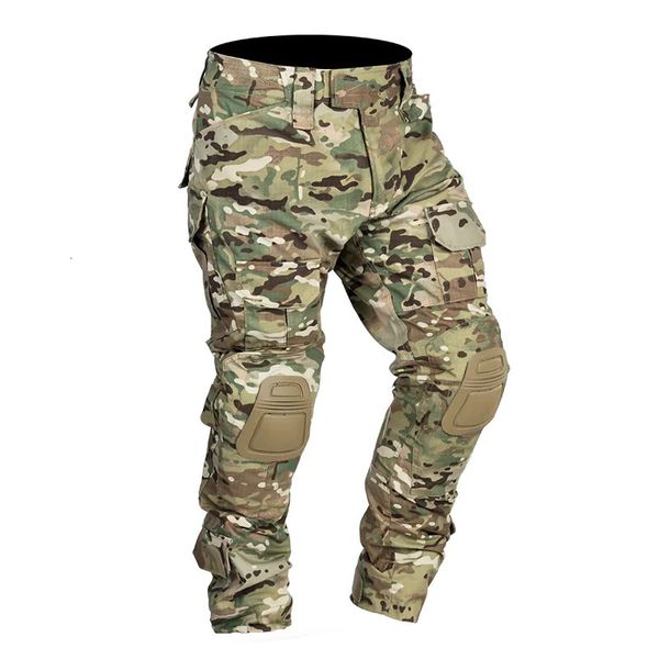 Pantalones de combate para hombres con rodilleras ejército militar Airsoft táctico Cargo pantalones deportivos camuflaje Multicam Trekking ropa de caza 240127