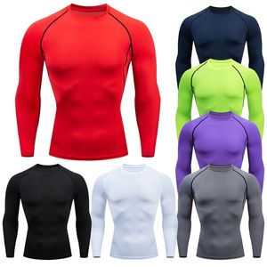 Men Compression Running T-shirt Fiess serré à manches longues Sport Tshirt Jogging Shirts Gym Sportswear Raphy Dry Rashgard 220714