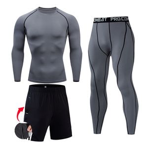 Men Compression set MMA Long Sleeve T-shirt Men's Tight Pants Fitness Bodybuilding Clothes Skull Top Rashguard Sport Suit Men 211023