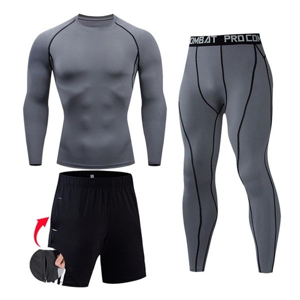 Ensemble de compression pour hommes T-shirt à manches longues MMA Pantalon serré pour hommes Vêtements de musculation Fitness Top Rashguard Costume de sport Men186Q