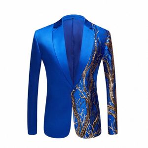 Hommes Cool Laser Royal Blue Veste Custom Made Party Super Star Stage Costume Mâle Fi Casual Hip Hop Manteau j5dv #