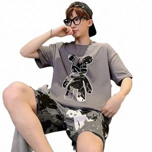 Hommes Cott Pyjamas Set Col rond Vêtements de nuit d'été Roomsuit Casual Loungewear Vêtements de maison Carto Anime Japon Style Costume Pjs W6n1 #